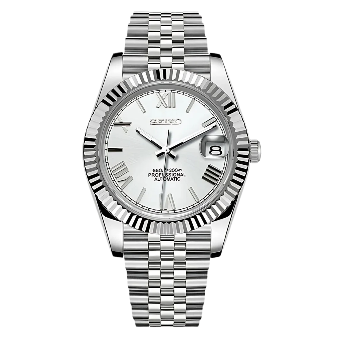 Datejust Mod Silver - Roman White