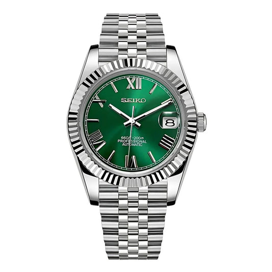 Datejust Mod Silver - Roman Green