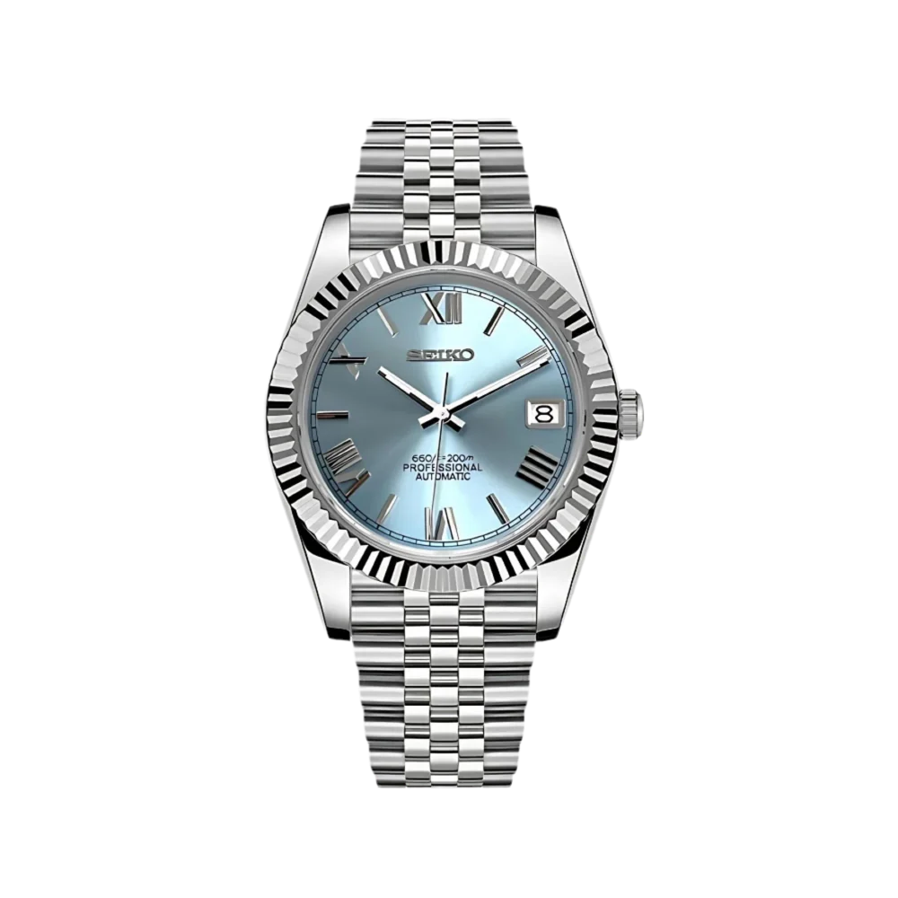 Datejust Mod Silver - Roman Baby Blue