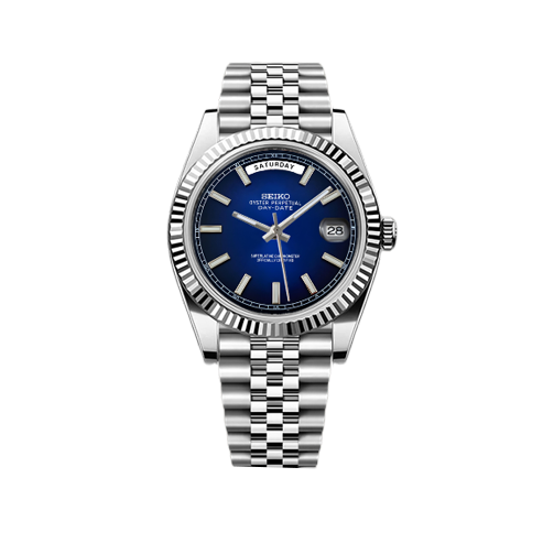 DayDate Seiko Mod Silver - Navy Blue