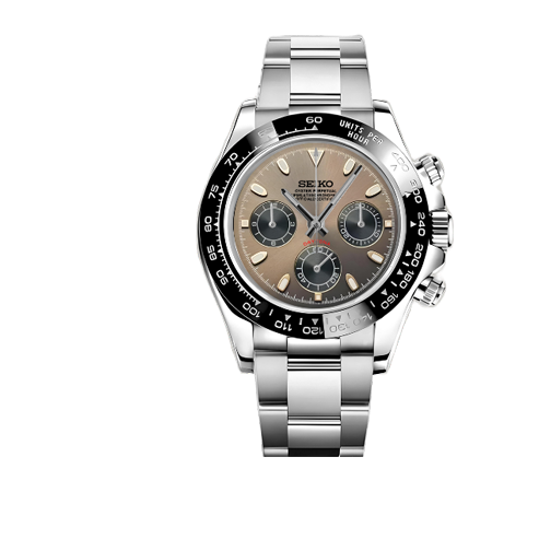 Seiko Mod - Daytona Mod Silver - Tan