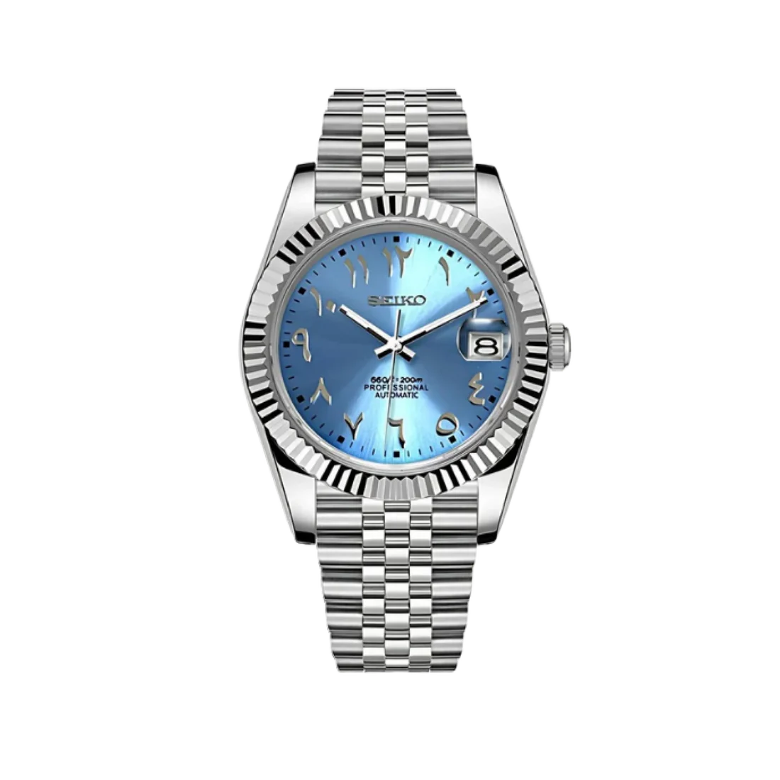 Datejust Mod Silver - Baby Blue Arabic