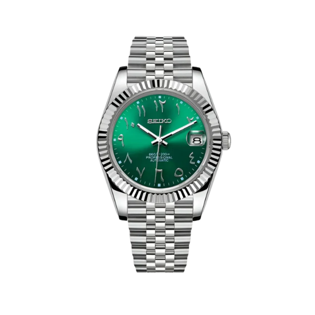 Datejust Mod Silver - Green Arabic